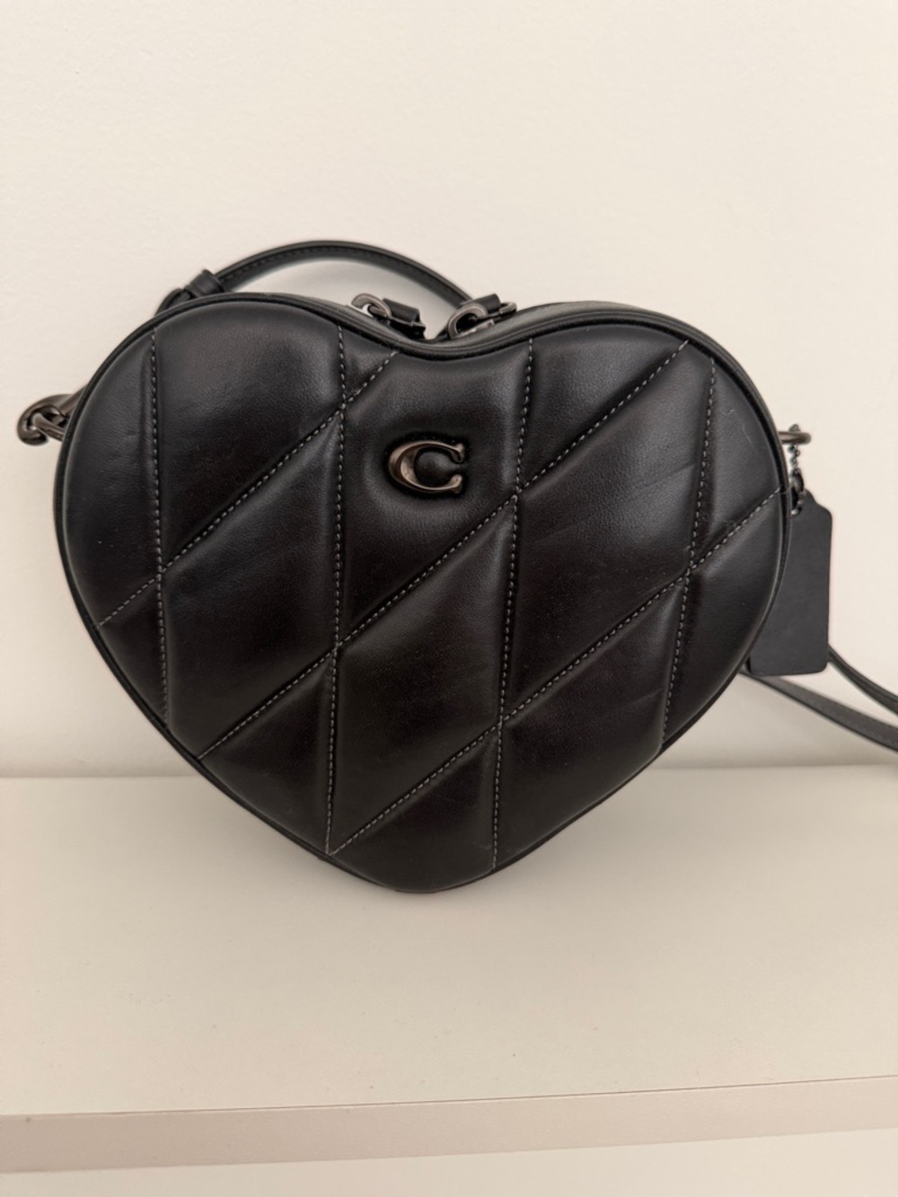Coach Black Quilted Heart-Shaped Crossbody